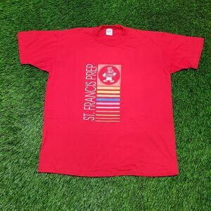 VTG 80s St. Francis Prep T-Shirt XL Velva Sheen USA Single Stitch Vince Lombardi